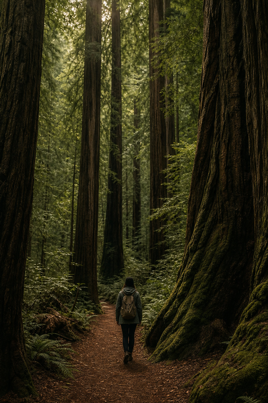 Persona nel bosco che cammina